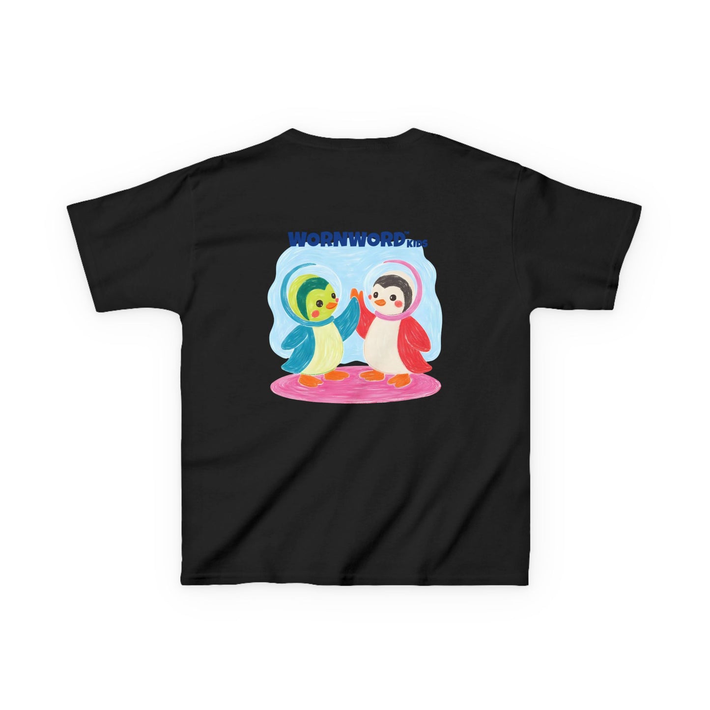 WORNWORD Kids Mid-Weight Tee - Penguin "Space Buddies Forever!"