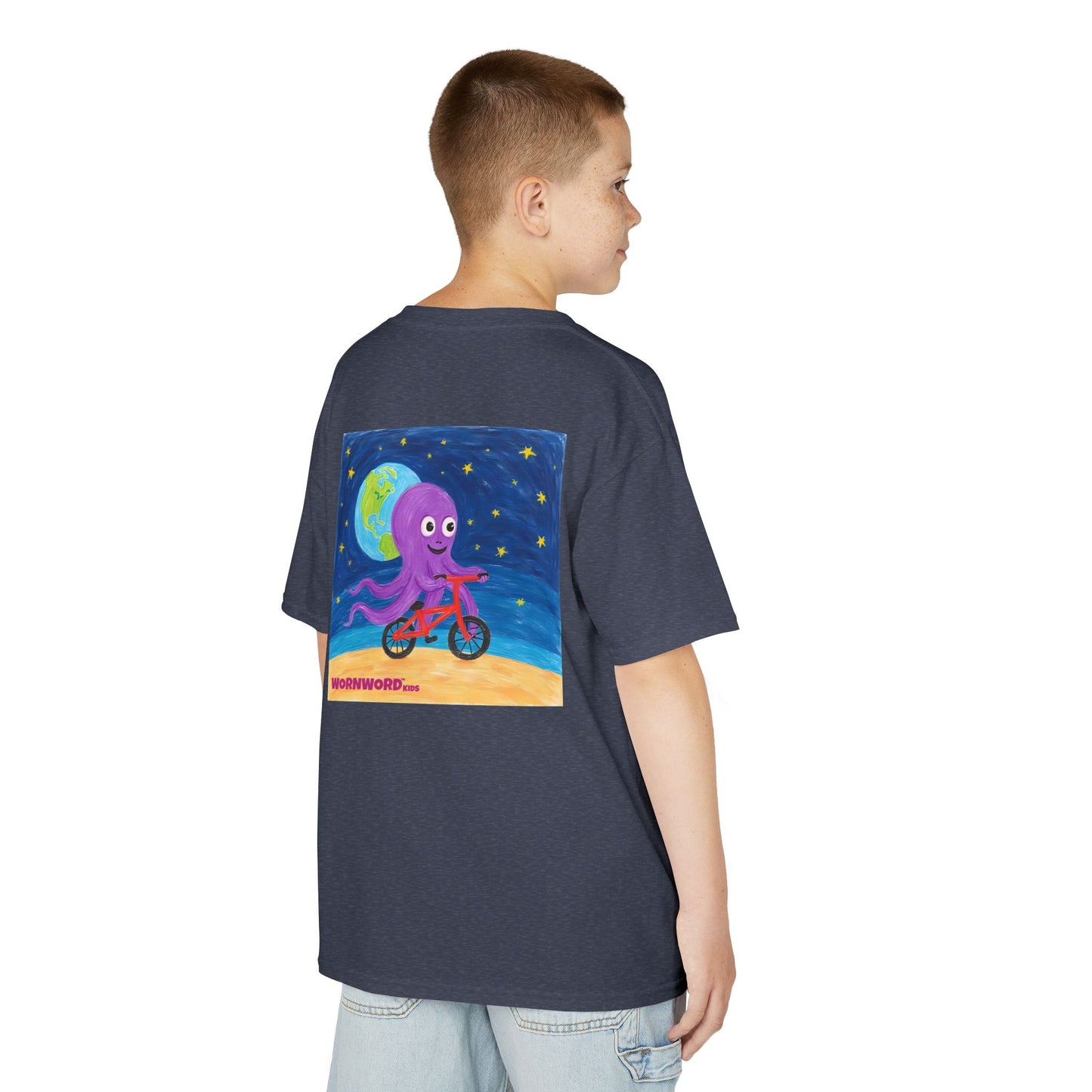WORNWORD Kids Mid-Weight Tee - Octopus "Ride the Moon. Rule the Waves!"