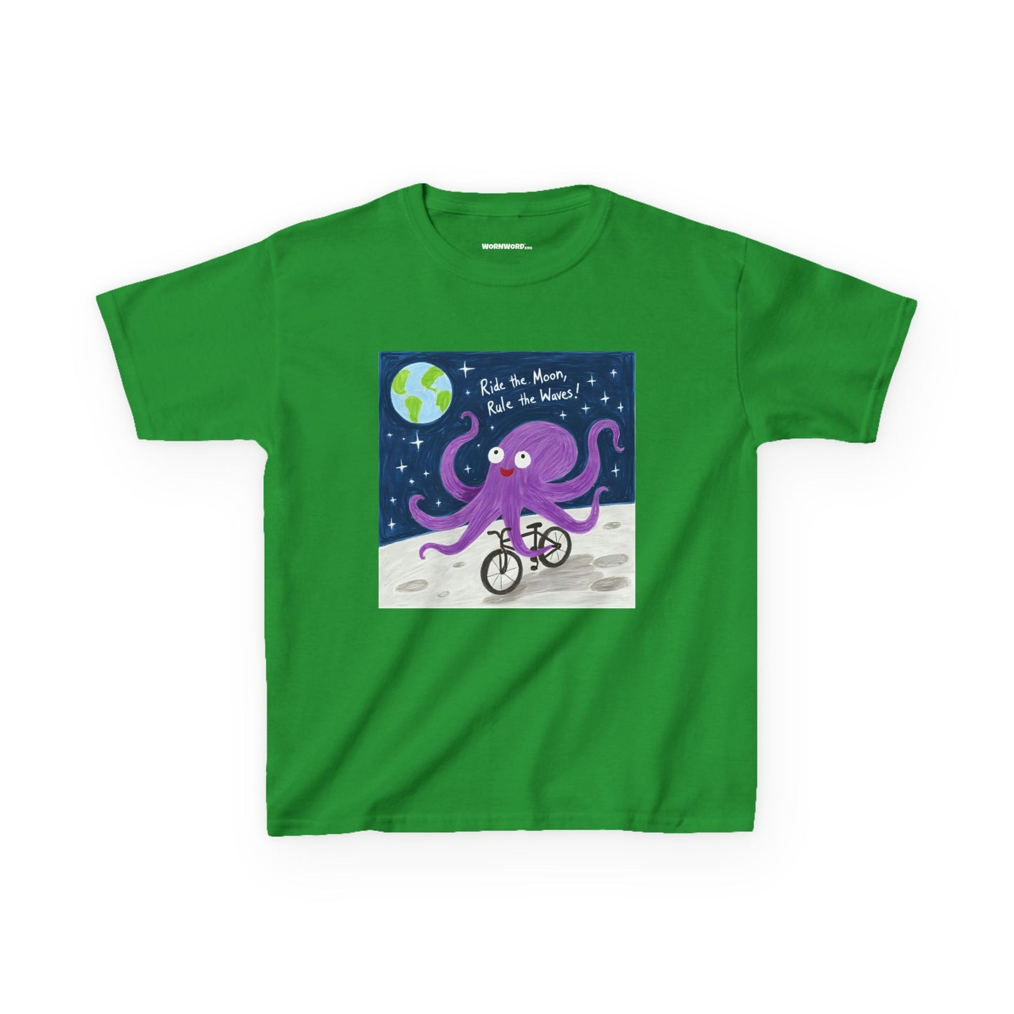 WORNWORD Kids Mid-Weight Tee - Octopus "Ride the Moon. Rule the Waves!"