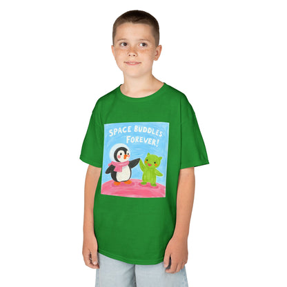 WORNWORD Kids Mid-Weight Tee - Penguin "Space Buddies Forever!"