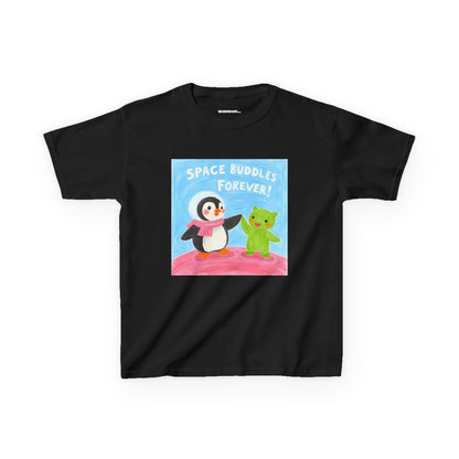 WORNWORD Kids Mid-Weight Tee - Penguin "Space Buddies Forever!"