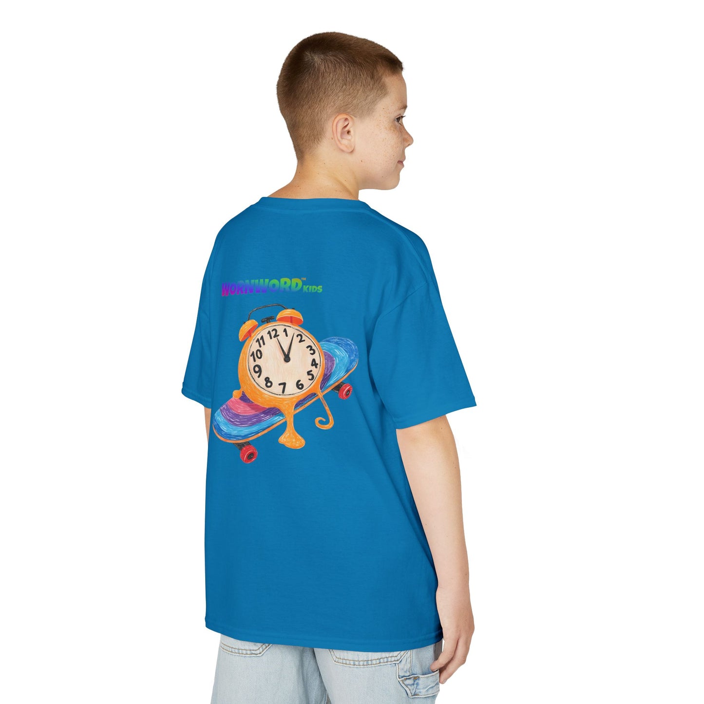 WORNWORD Kids Mid-Weight Tee - Melting Clock “Skate Through Time!”