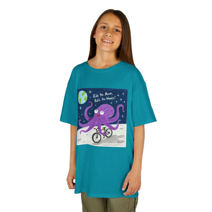 WORNWORD Kids Mid-Weight Tee - Octopus "Ride the Moon. Rule the Waves!"