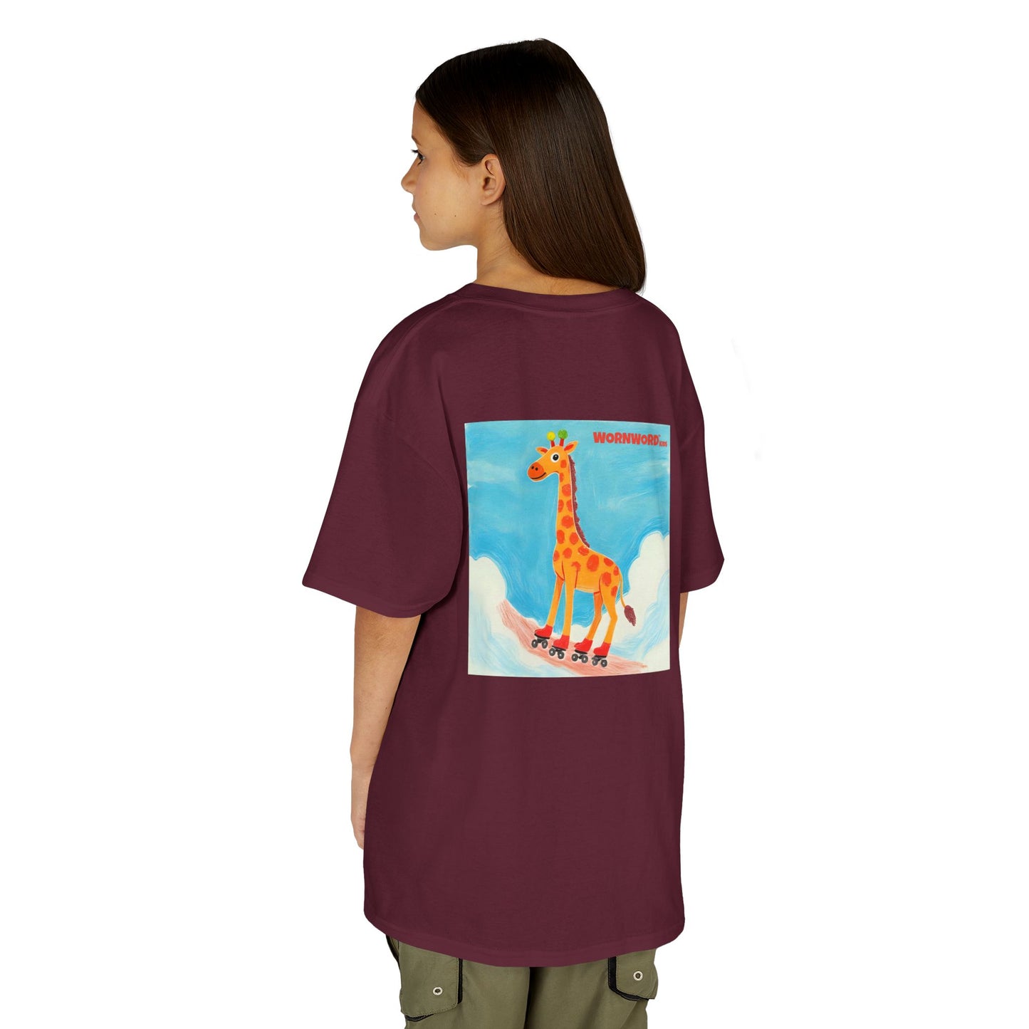 WORNWORD Kids Mid-Weight Tee - Giraffe "Roll High. Dream Bright!"
