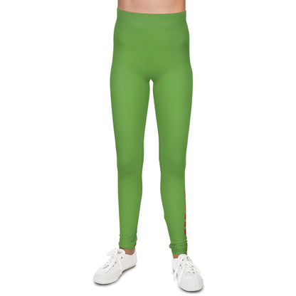 WORNWORD Kids™ ColorVibeZ™ Youth Leggings - Green with Red Script