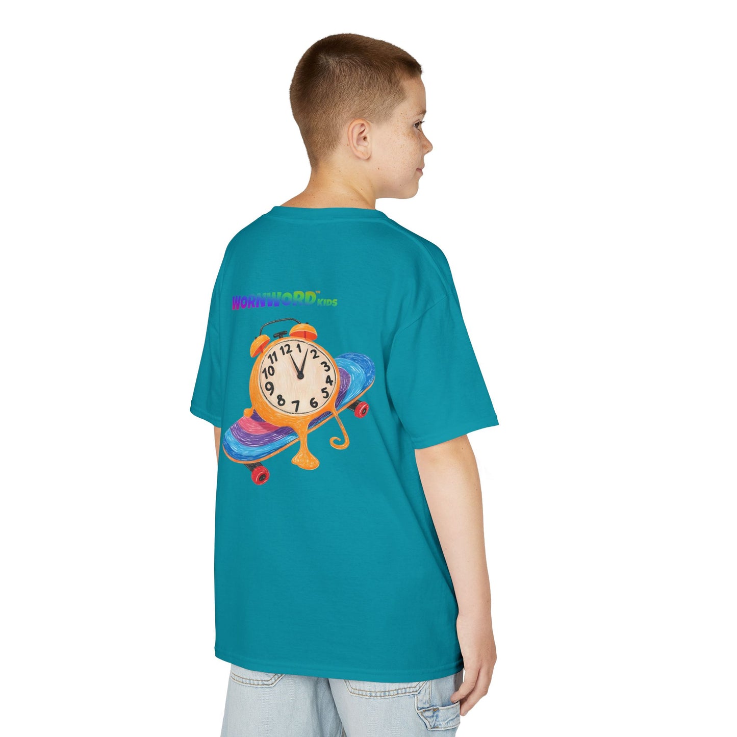 WORNWORD Kids Mid-Weight Tee - Melting Clock “Skate Through Time!”