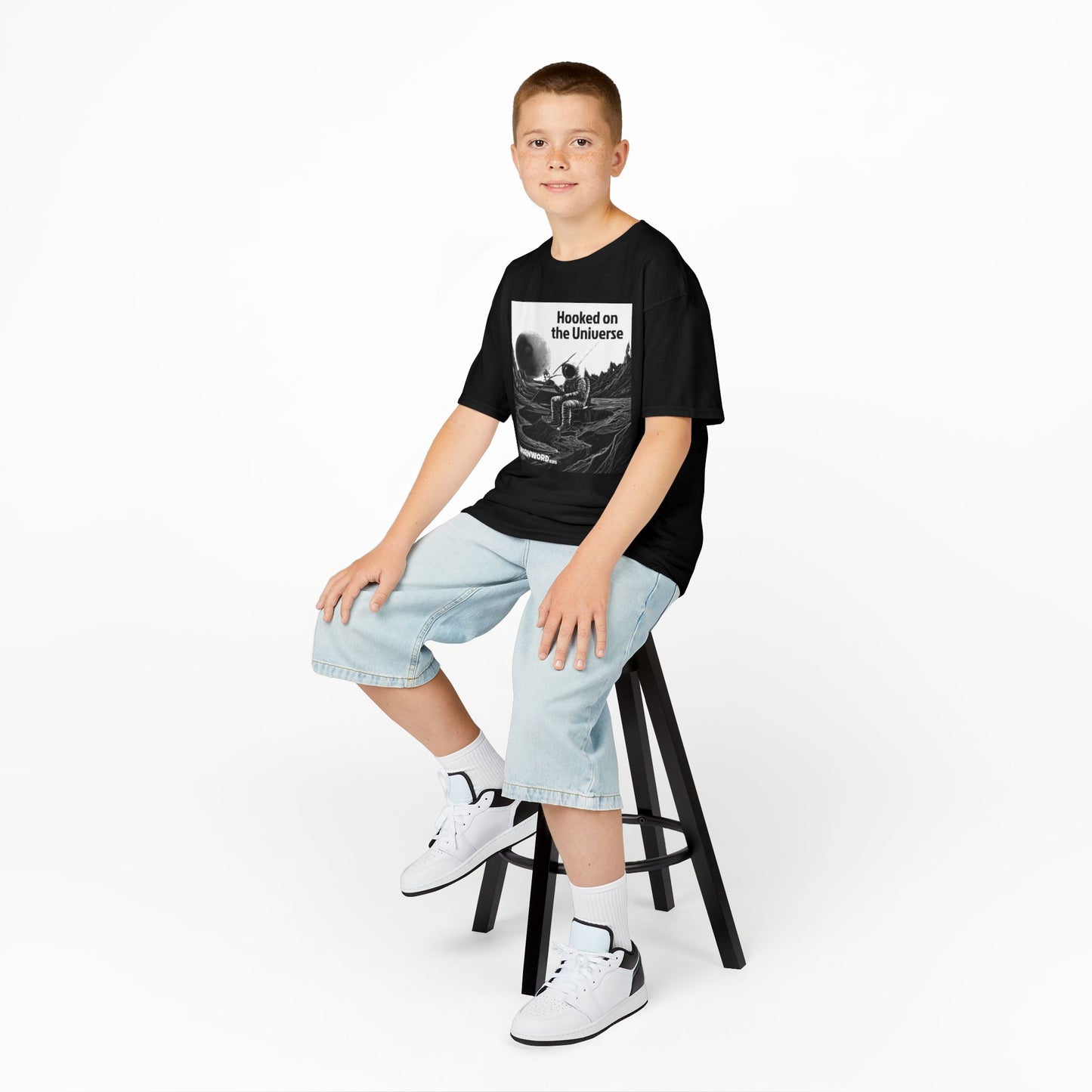 WORNWORD Kids™ Youth Mid-Weight Tee - Astronaut "Hooked on the Universe!