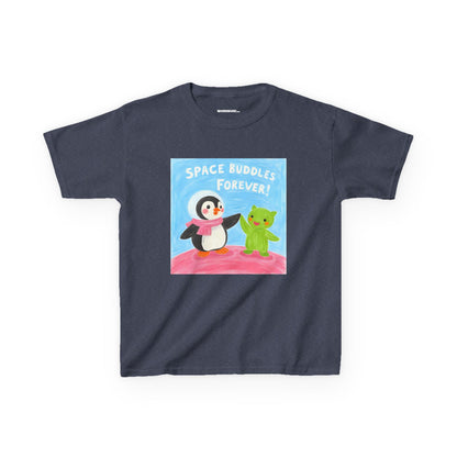 WORNWORD Kids Mid-Weight Tee - Penguin "Space Buddies Forever!"