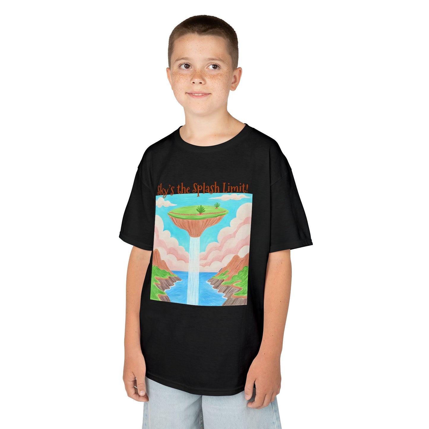 WORNWORD Kids Mid-Weight Tee - Waterfall Islands “Sky’s the Splash Limit!”