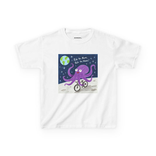 WORNWORD Kids Mid-Weight Tee - Octopus "Ride the Moon. Rule the Waves!"