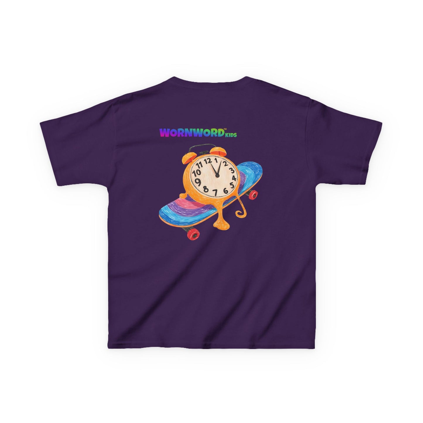 WORNWORD Kids Mid-Weight Tee - Melting Clock “Skate Through Time!”