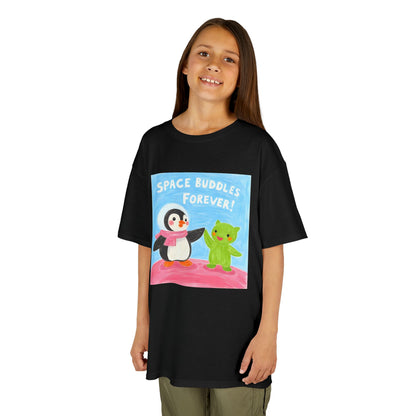 WORNWORD Kids Mid-Weight Tee - Penguin "Space Buddies Forever!"