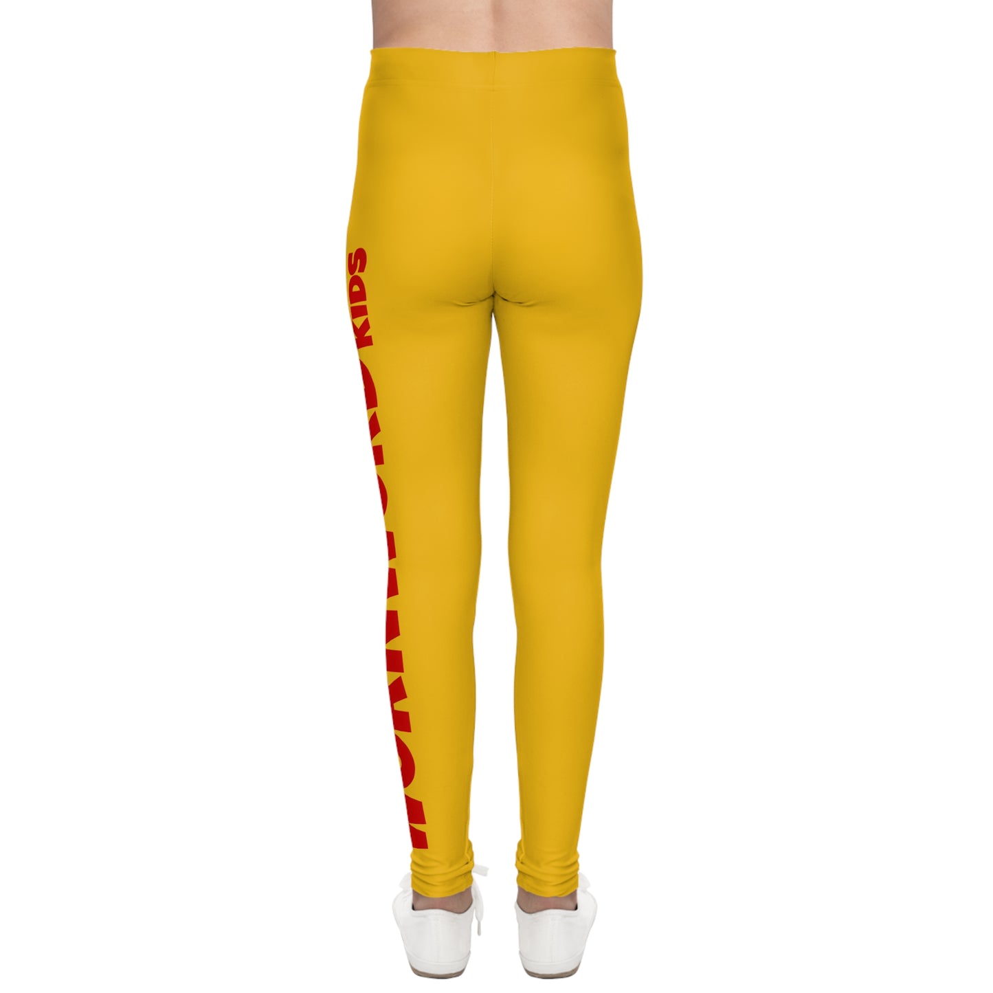WORNWORD Kids™ ColorVibeZ™ Youth Leggings - Yellow with Red Script