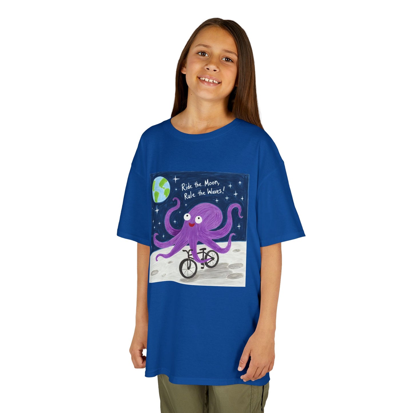 WORNWORD Kids Mid-Weight Tee - Octopus "Ride the Moon. Rule the Waves!"