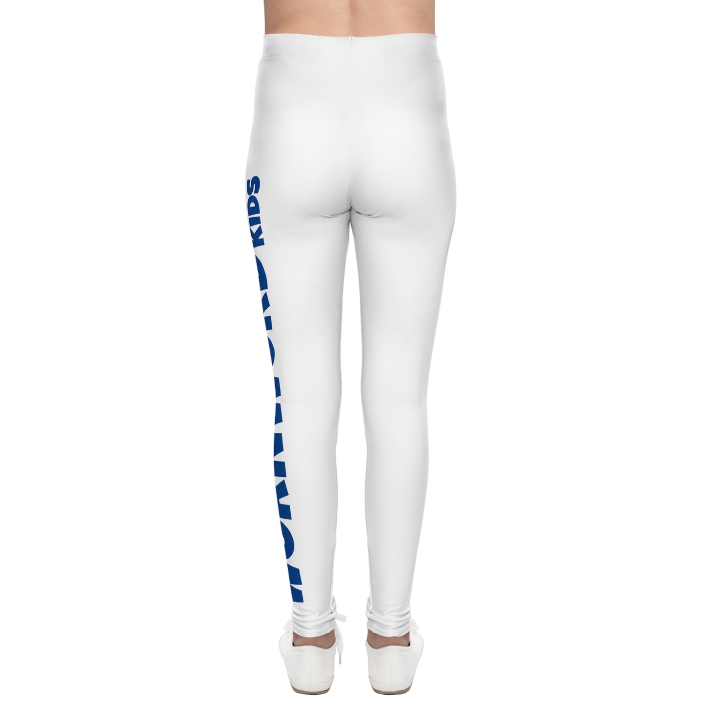WORNWORD Kids™ ColorVibeZ™ Youth Leggings - White with Blue Script