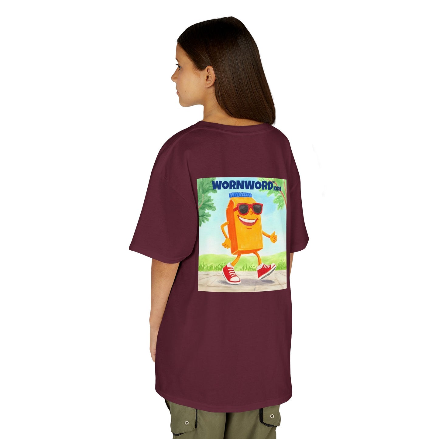 WORNWORD Kids Mid-Weight Tee - Walking Juice Box “Sip Happens. Keep Rollin’!