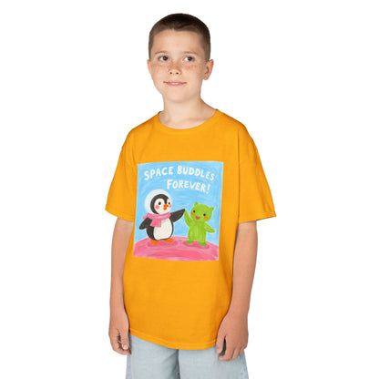 WORNWORD Kids Mid-Weight Tee - Penguin "Space Buddies Forever!"