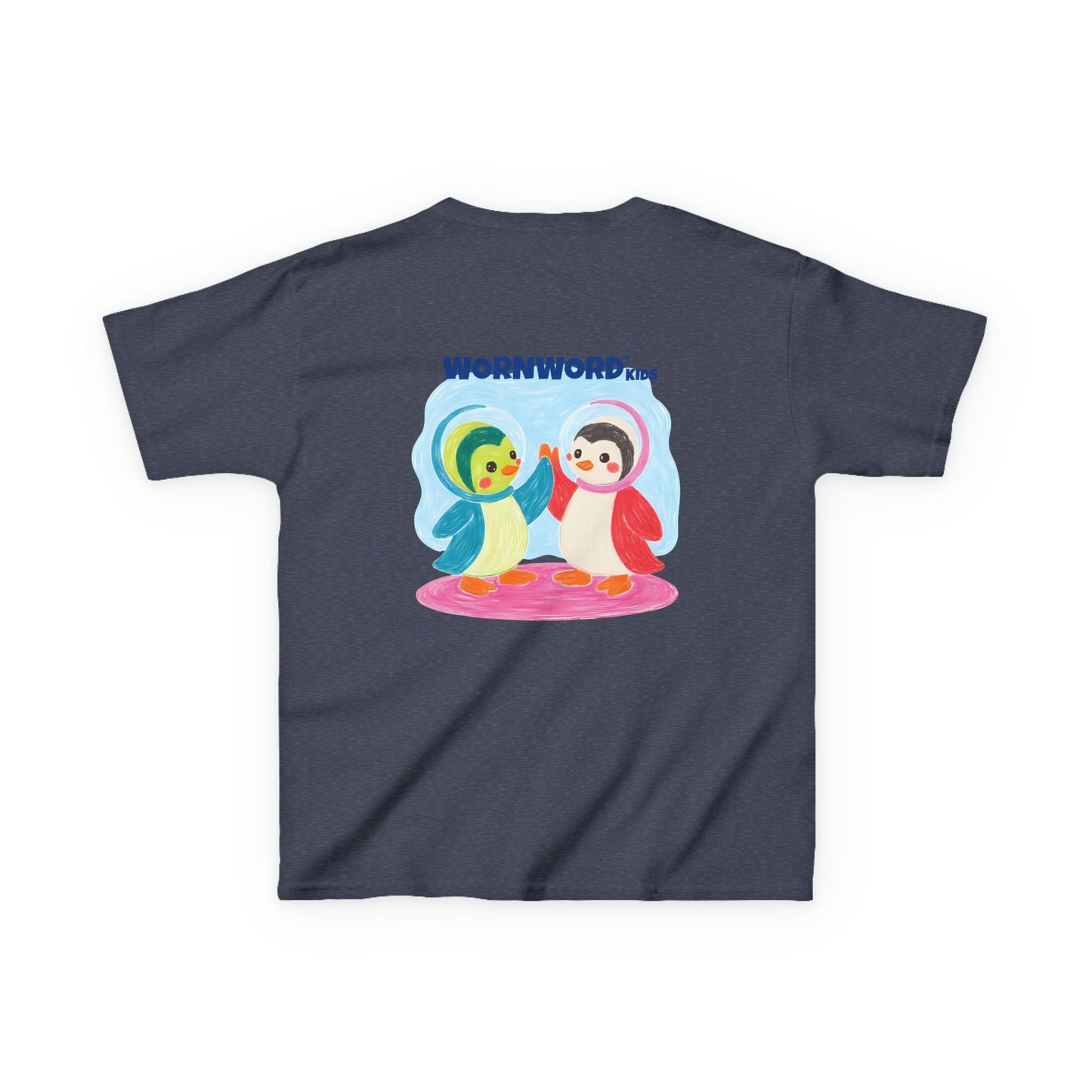 WORNWORD Kids Mid-Weight Tee - Penguin "Space Buddies Forever!"