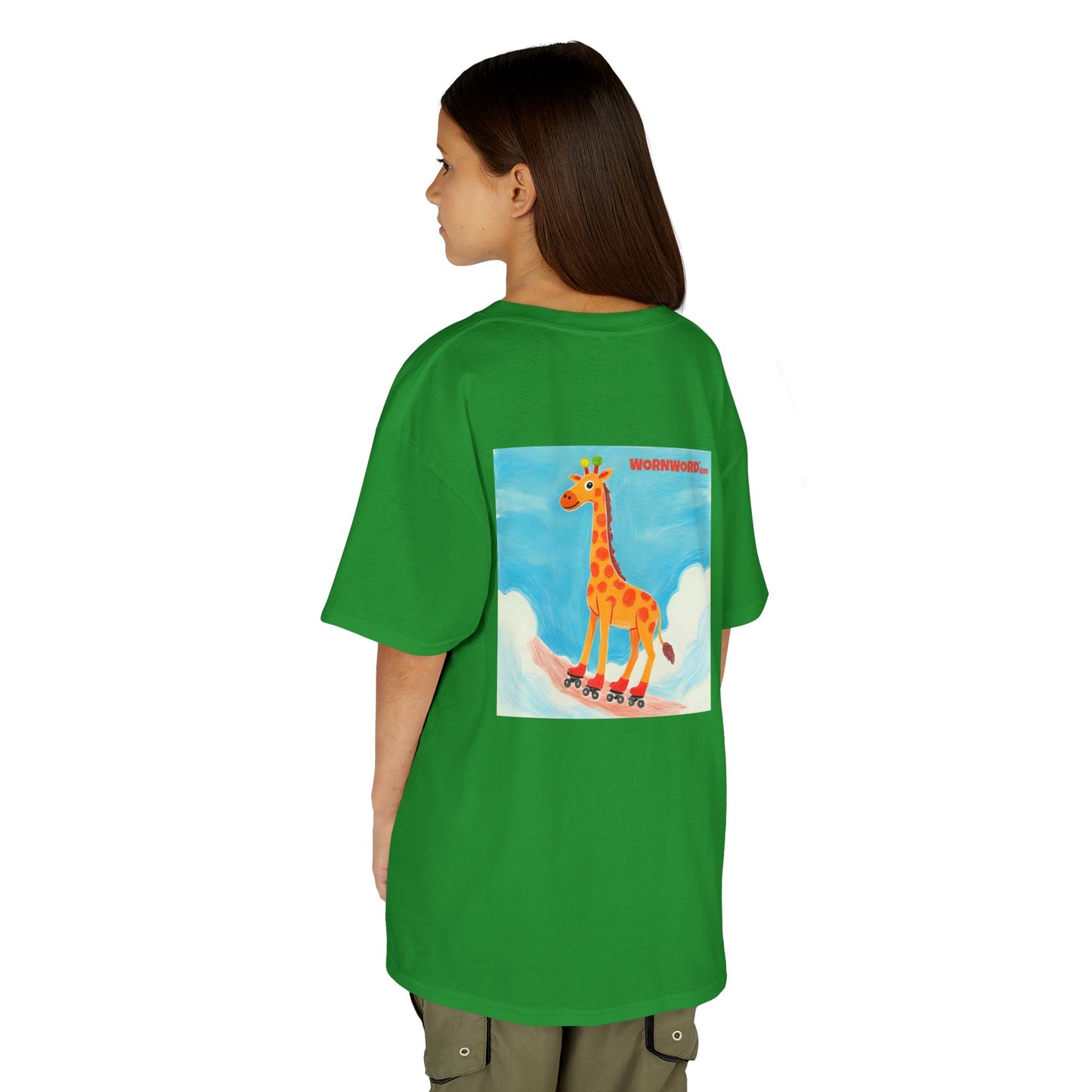 WORNWORD Kids Mid-Weight Tee - Giraffe "Roll High. Dream Bright!"