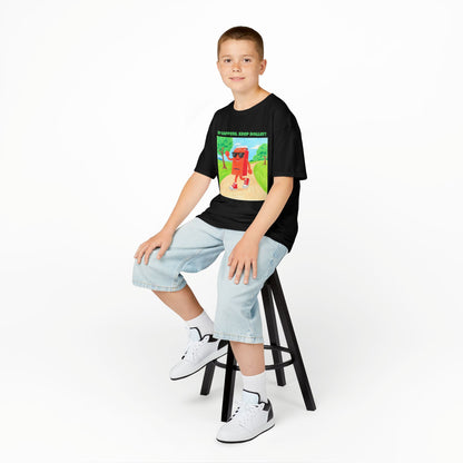 WORNWORD Kids Mid-Weight Tee - Walking Juice Box “Sip Happens. Keep Rollin’!
