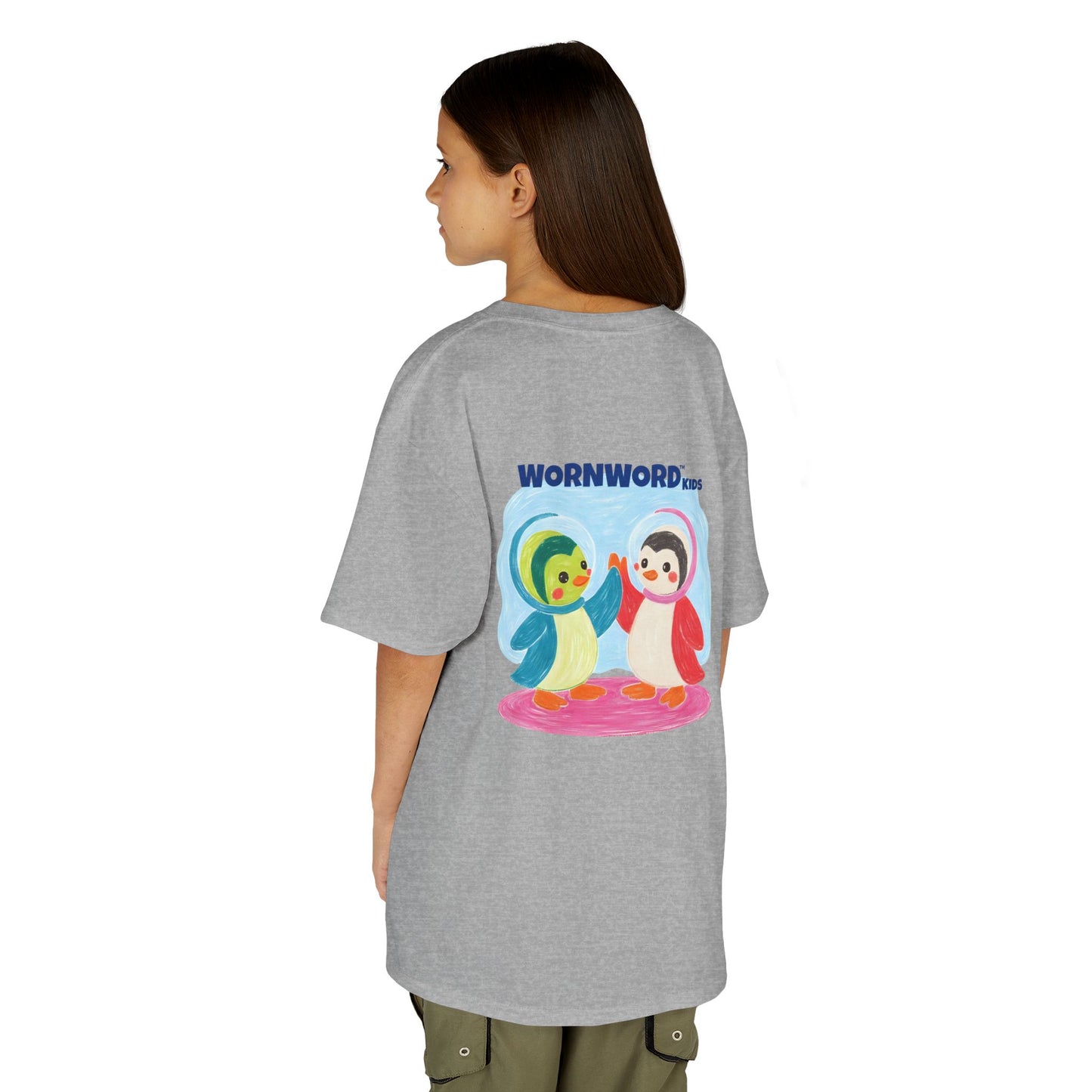 WORNWORD Kids Mid-Weight Tee - Penguin "Space Buddies Forever!"