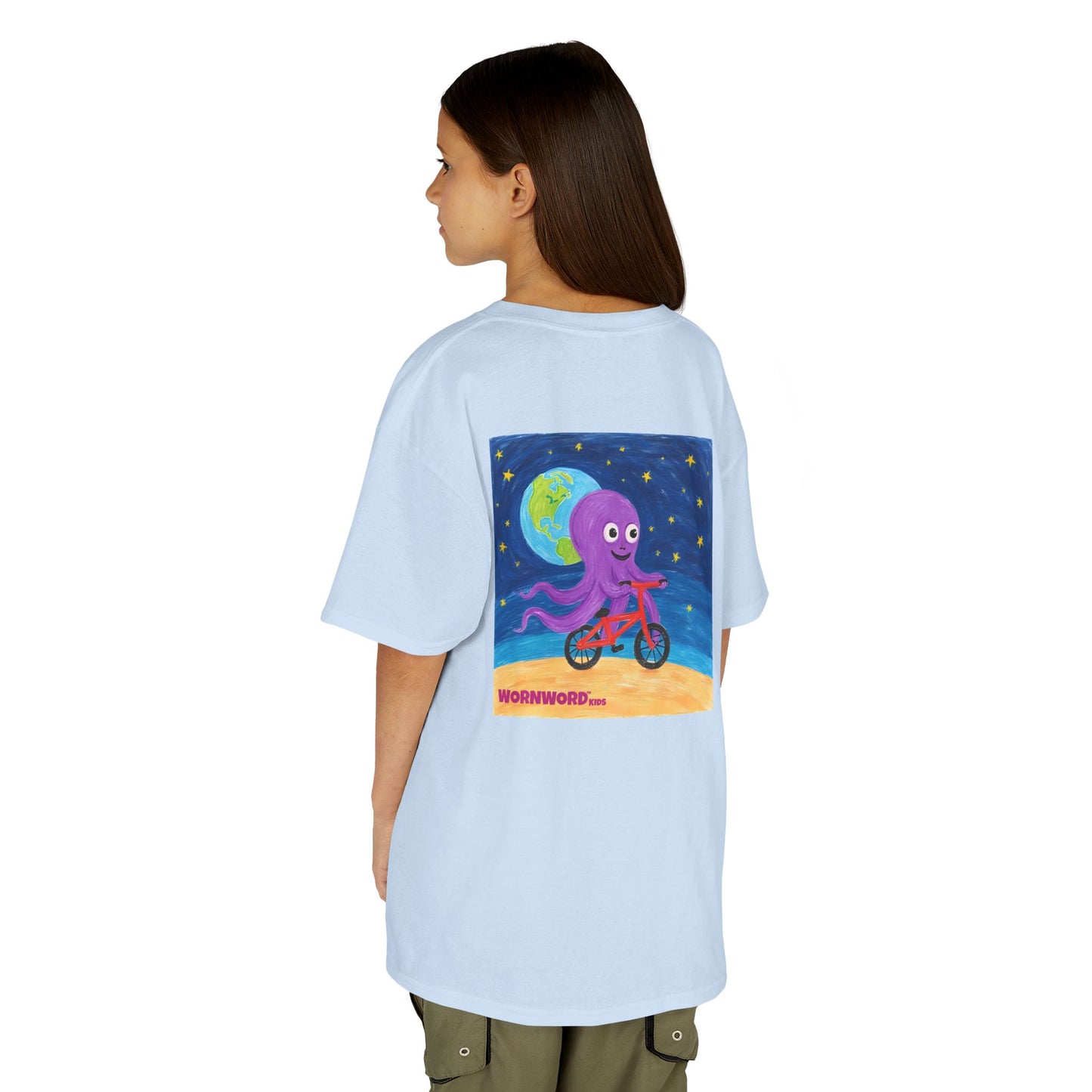 WORNWORD Kids Mid-Weight Tee - Octopus "Ride the Moon. Rule the Waves!"