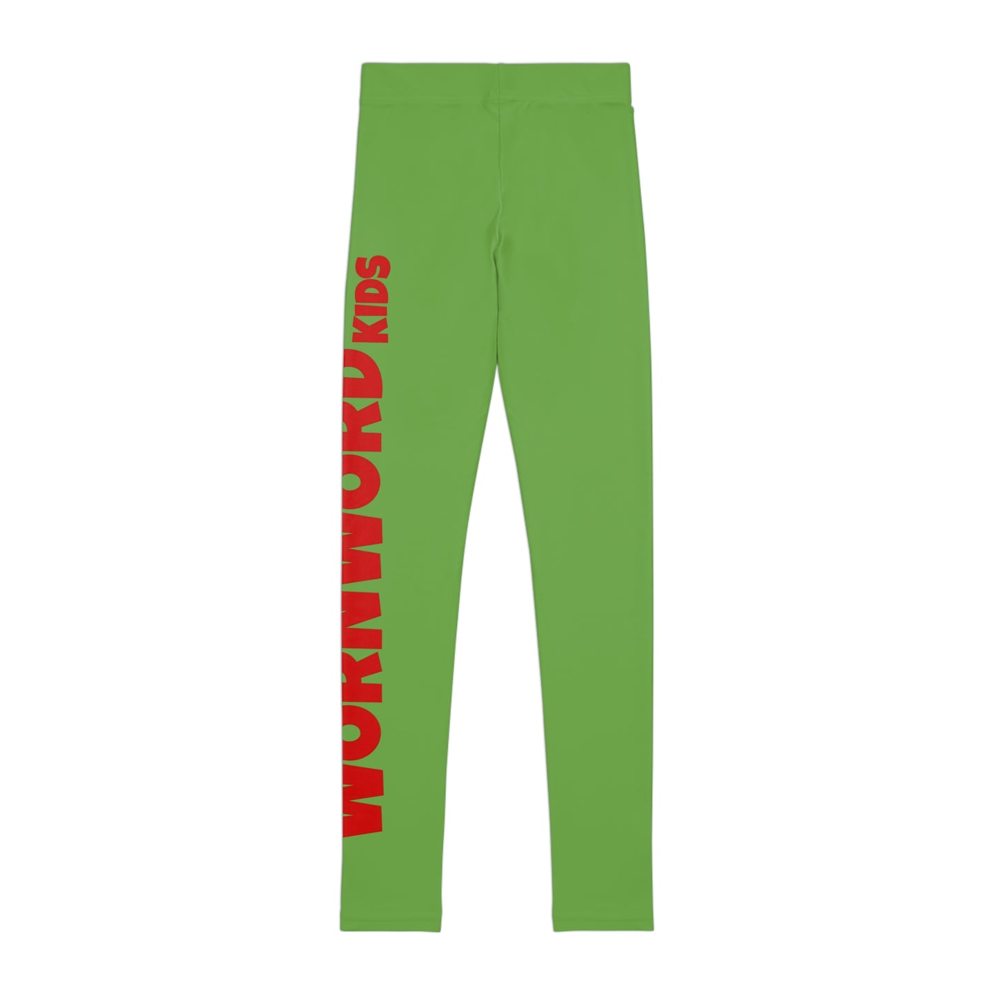 WORNWORD Kids™ ColorVibeZ™ Youth Leggings - Green with Red Script