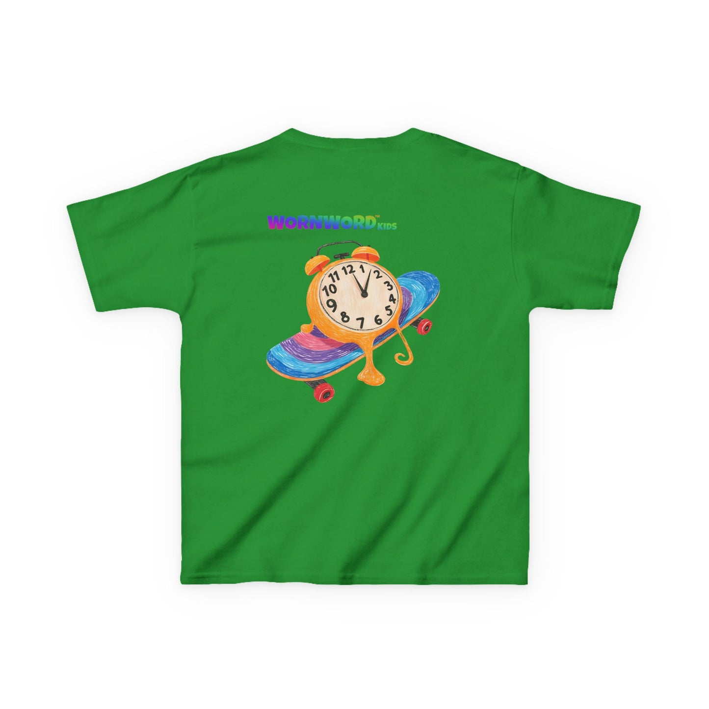 WORNWORD Kids Mid-Weight Tee - Melting Clock “Skate Through Time!”