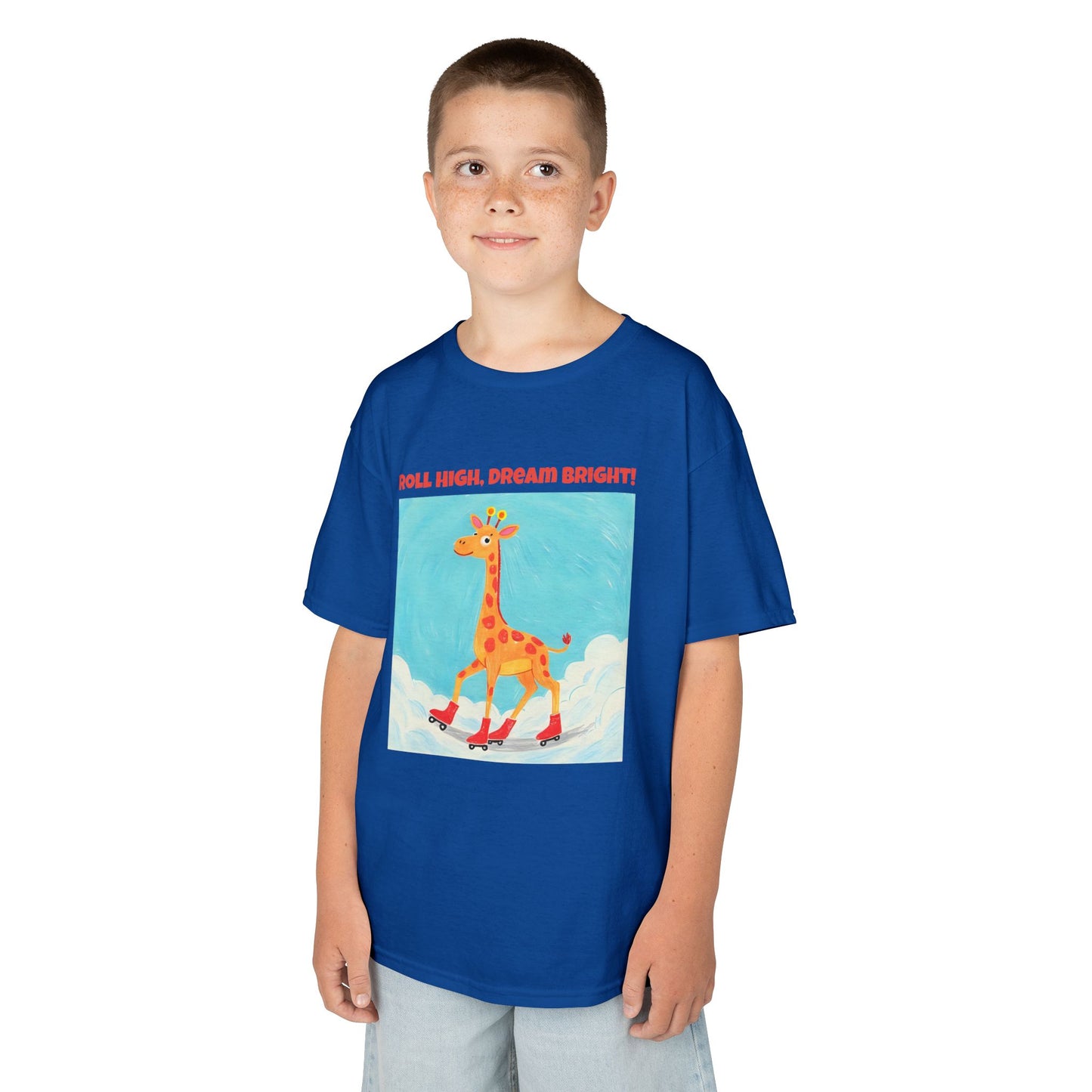 WORNWORD Kids Mid-Weight Tee - Giraffe "Roll High. Dream Bright!"