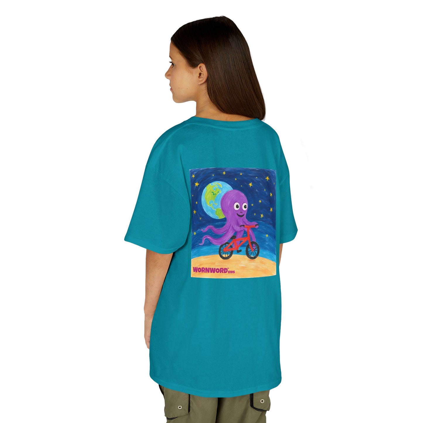 WORNWORD Kids Mid-Weight Tee - Octopus "Ride the Moon. Rule the Waves!"
