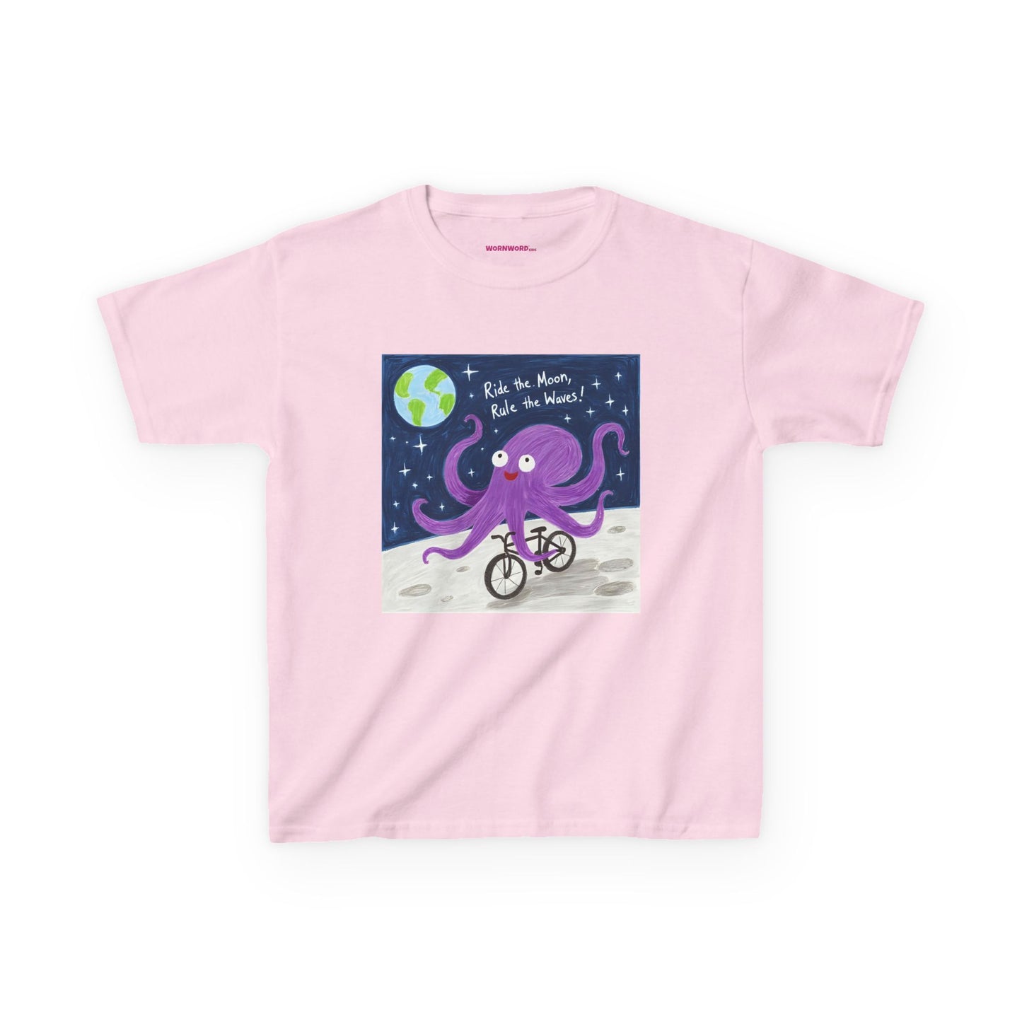 WORNWORD Kids Mid-Weight Tee - Octopus "Ride the Moon. Rule the Waves!"