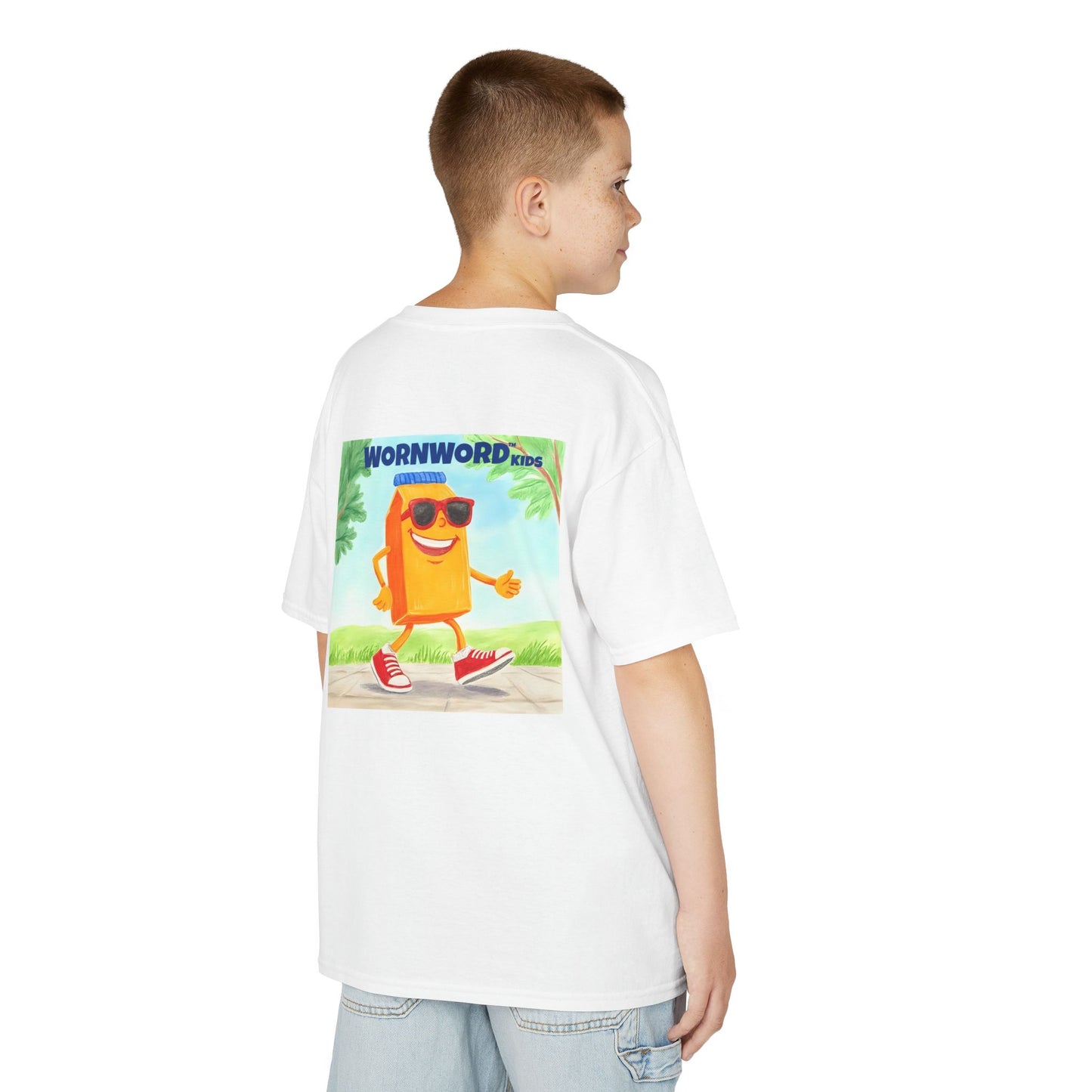 WORNWORD Kids Mid-Weight Tee - Walking Juice Box “Sip Happens. Keep Rollin’!