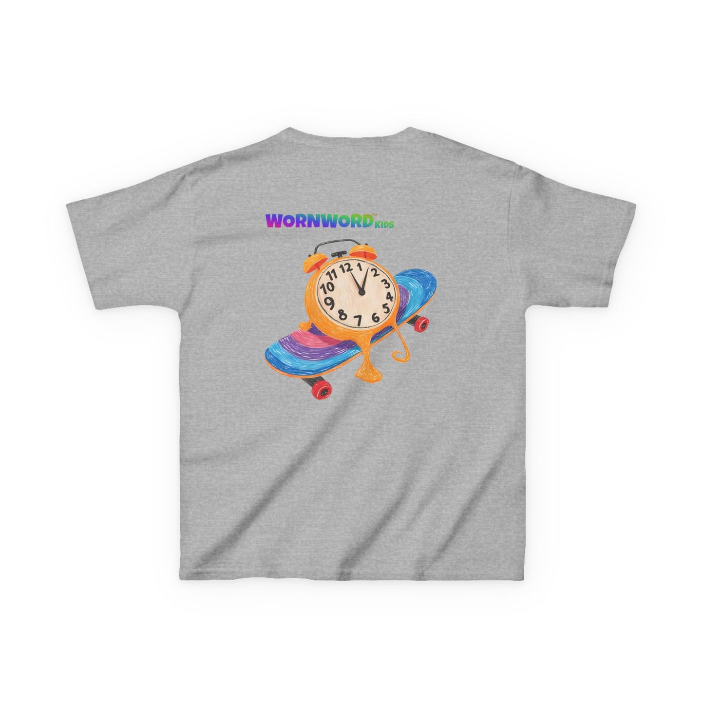 WORNWORD Kids Mid-Weight Tee - Melting Clock “Skate Through Time!”