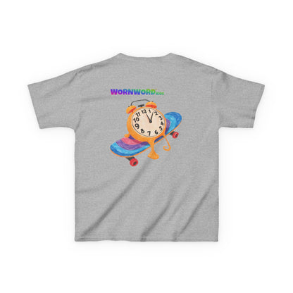 WORNWORD Kids Mid-Weight Tee - Melting Clock “Skate Through Time!”