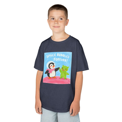 WORNWORD Kids Mid-Weight Tee - Penguin "Space Buddies Forever!"