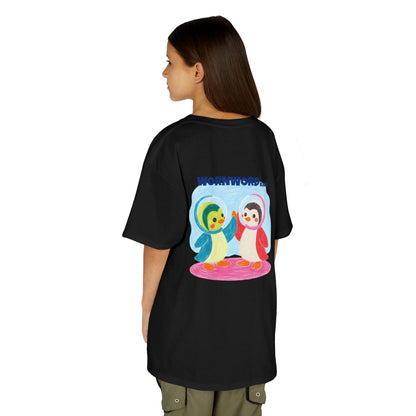WORNWORD Kids Mid-Weight Tee - Penguin "Space Buddies Forever!"