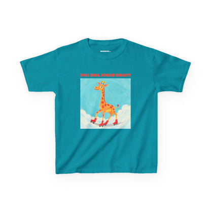 WORNWORD Kids Mid-Weight Tee - Giraffe "Roll High. Dream Bright!"