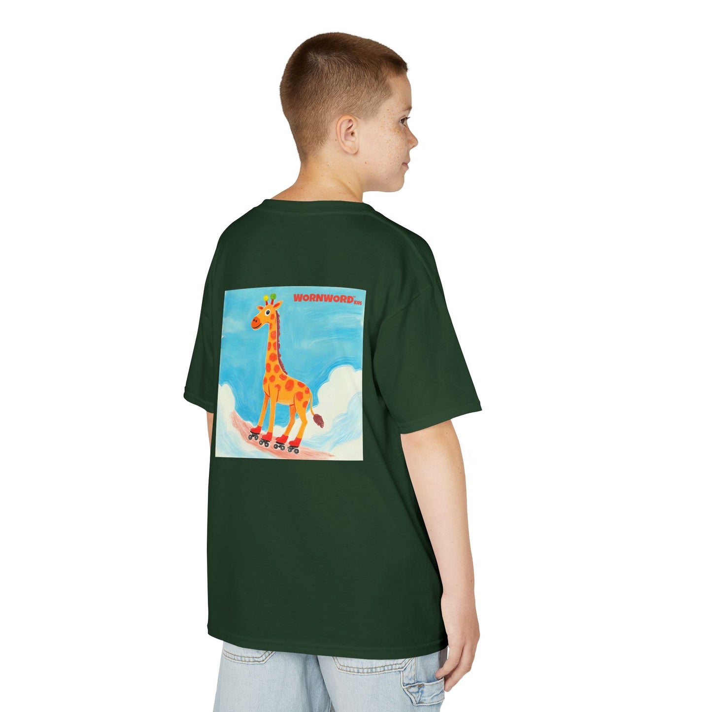 WORNWORD Kids Mid-Weight Tee - Giraffe "Roll High. Dream Bright!"
