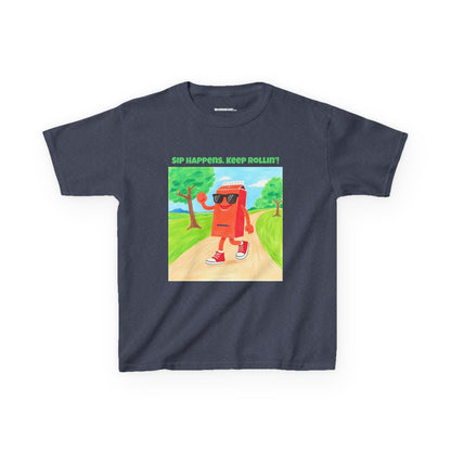 WORNWORD Kids Mid-Weight Tee - Walking Juice Box “Sip Happens. Keep Rollin’!