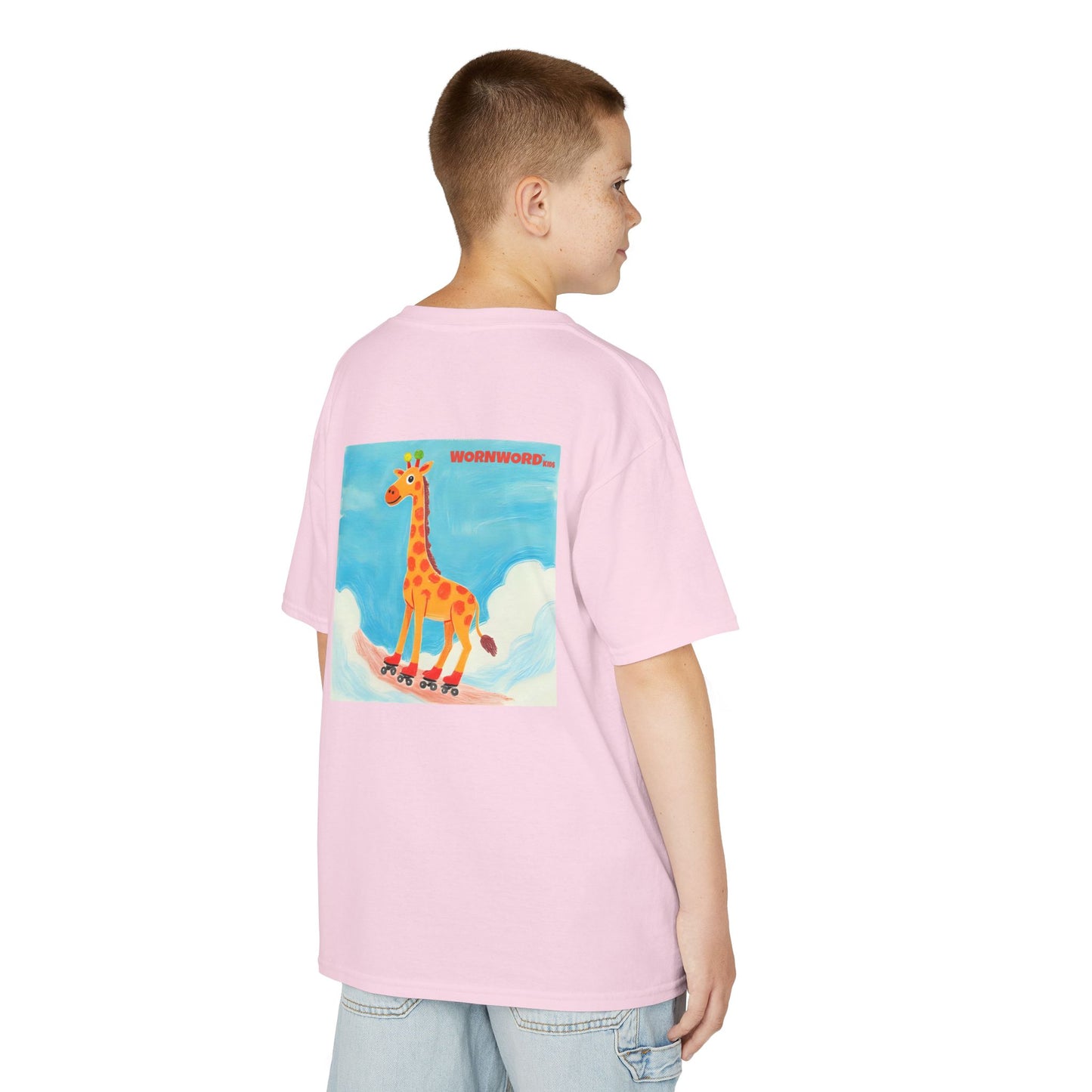 WORNWORD Kids Mid-Weight Tee - Giraffe "Roll High. Dream Bright!"
