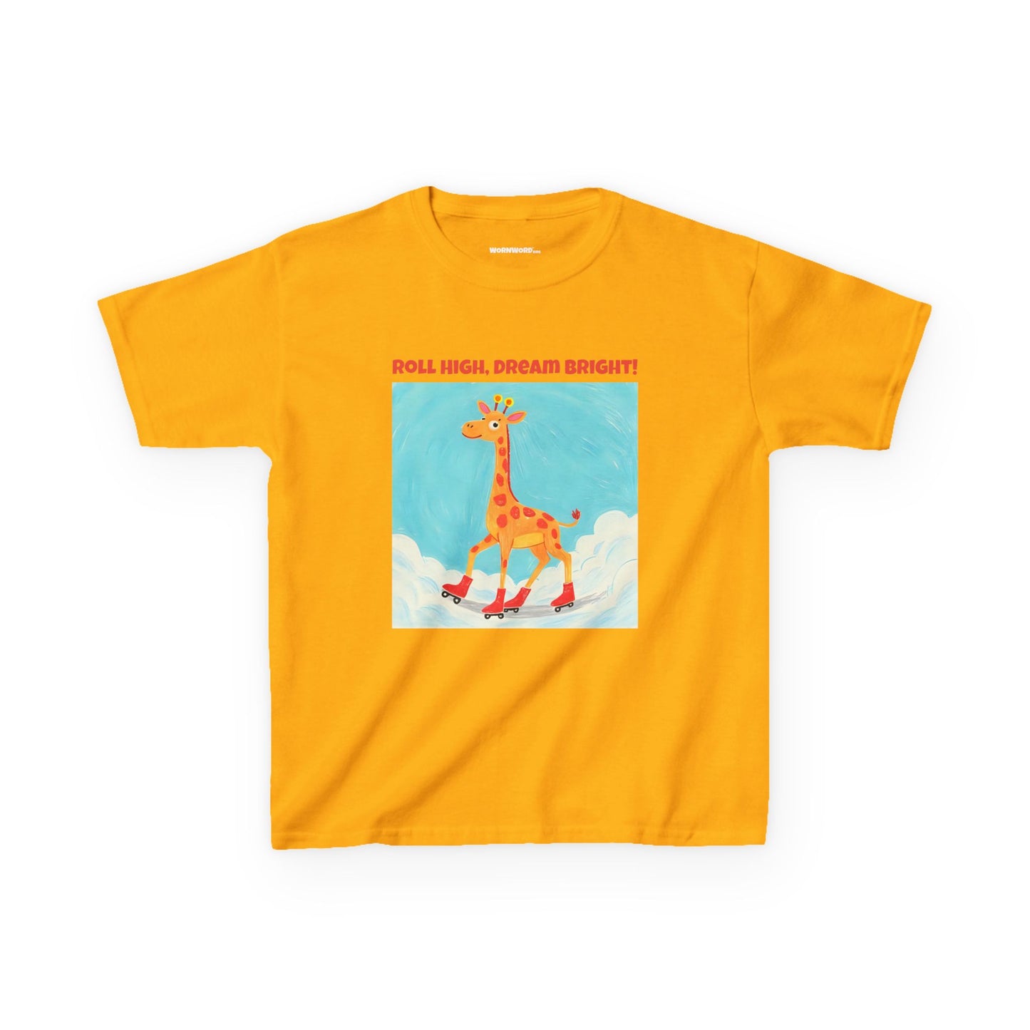 WORNWORD Kids Mid-Weight Tee - Giraffe "Roll High. Dream Bright!"