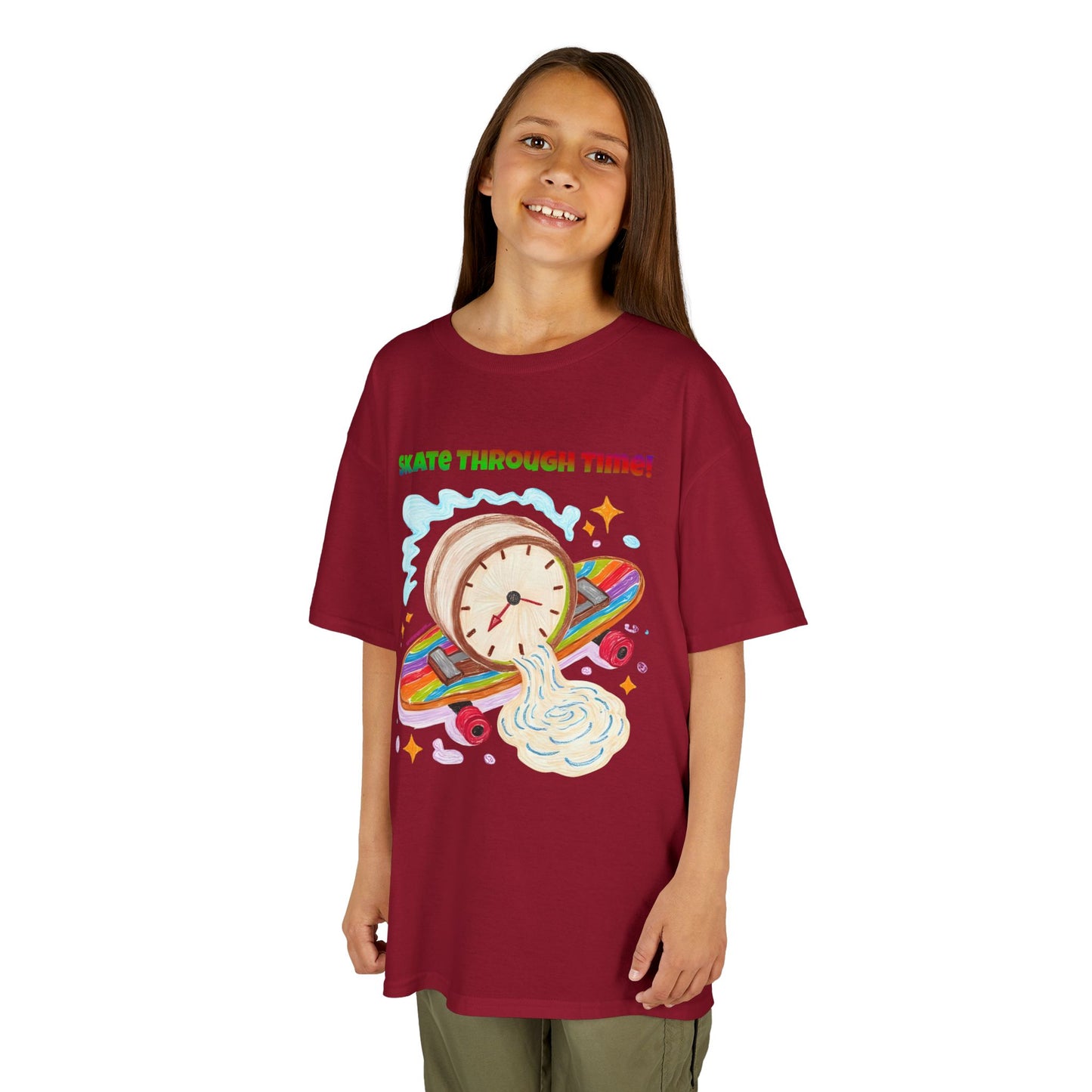 WORNWORD Kids Mid-Weight Tee - Melting Clock “Skate Through Time!”