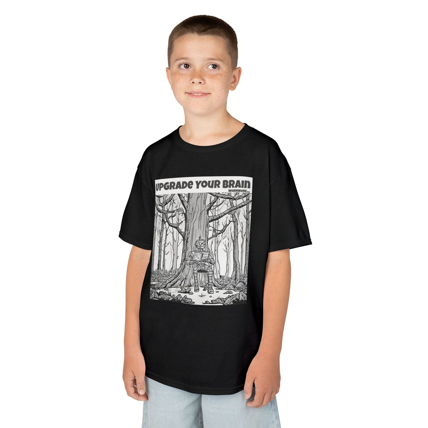 WORNWORD Kids™ Youth Mid-Weight Tee - Robot "Upgrade Your Brain"