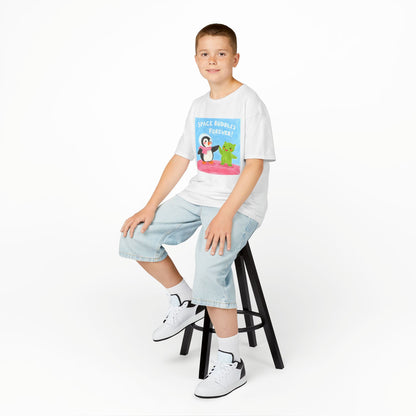 WORNWORD Kids Mid-Weight Tee - Penguin "Space Buddies Forever!"