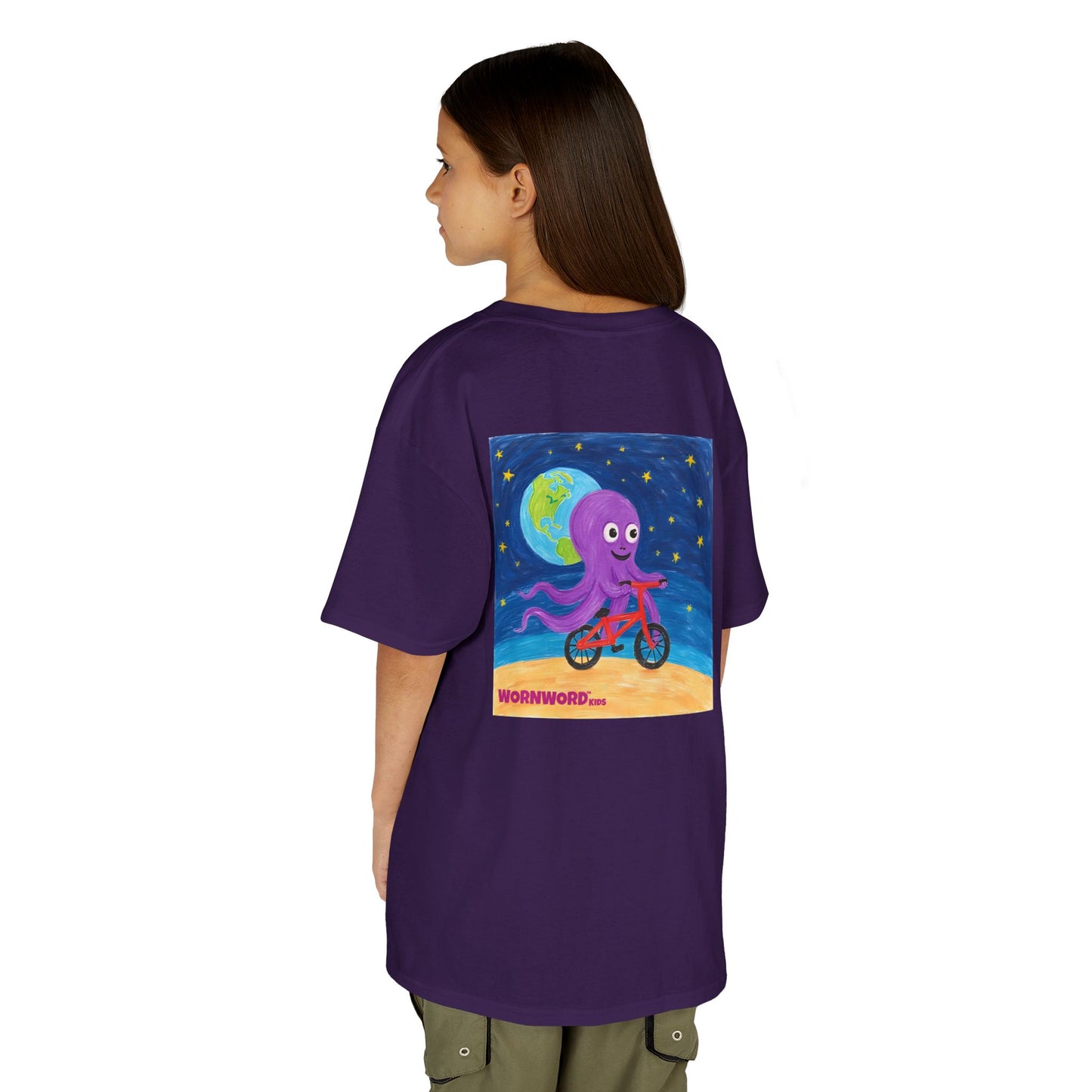 WORNWORD Kids Mid-Weight Tee - Octopus "Ride the Moon. Rule the Waves!"