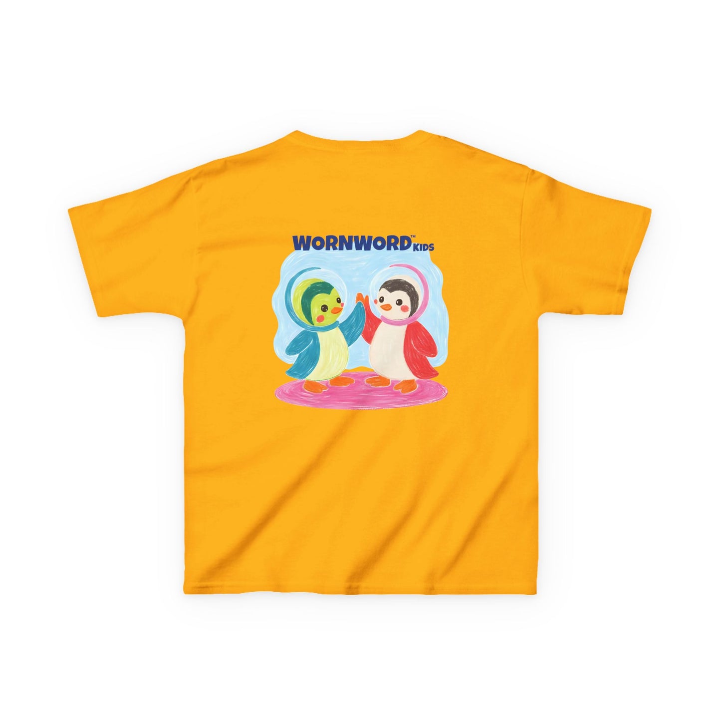 WORNWORD Kids Mid-Weight Tee - Penguin "Space Buddies Forever!"
