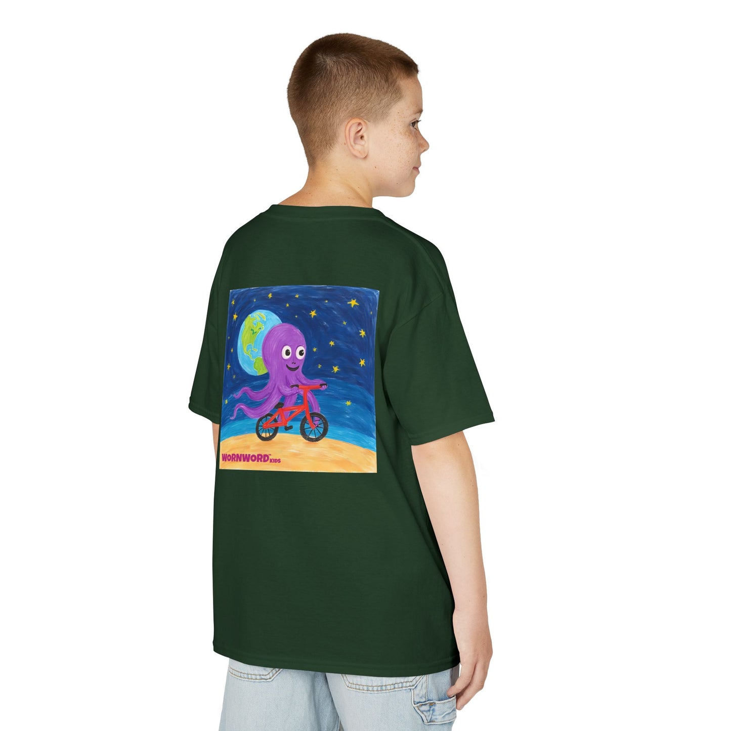 WORNWORD Kids Mid-Weight Tee - Octopus "Ride the Moon. Rule the Waves!"