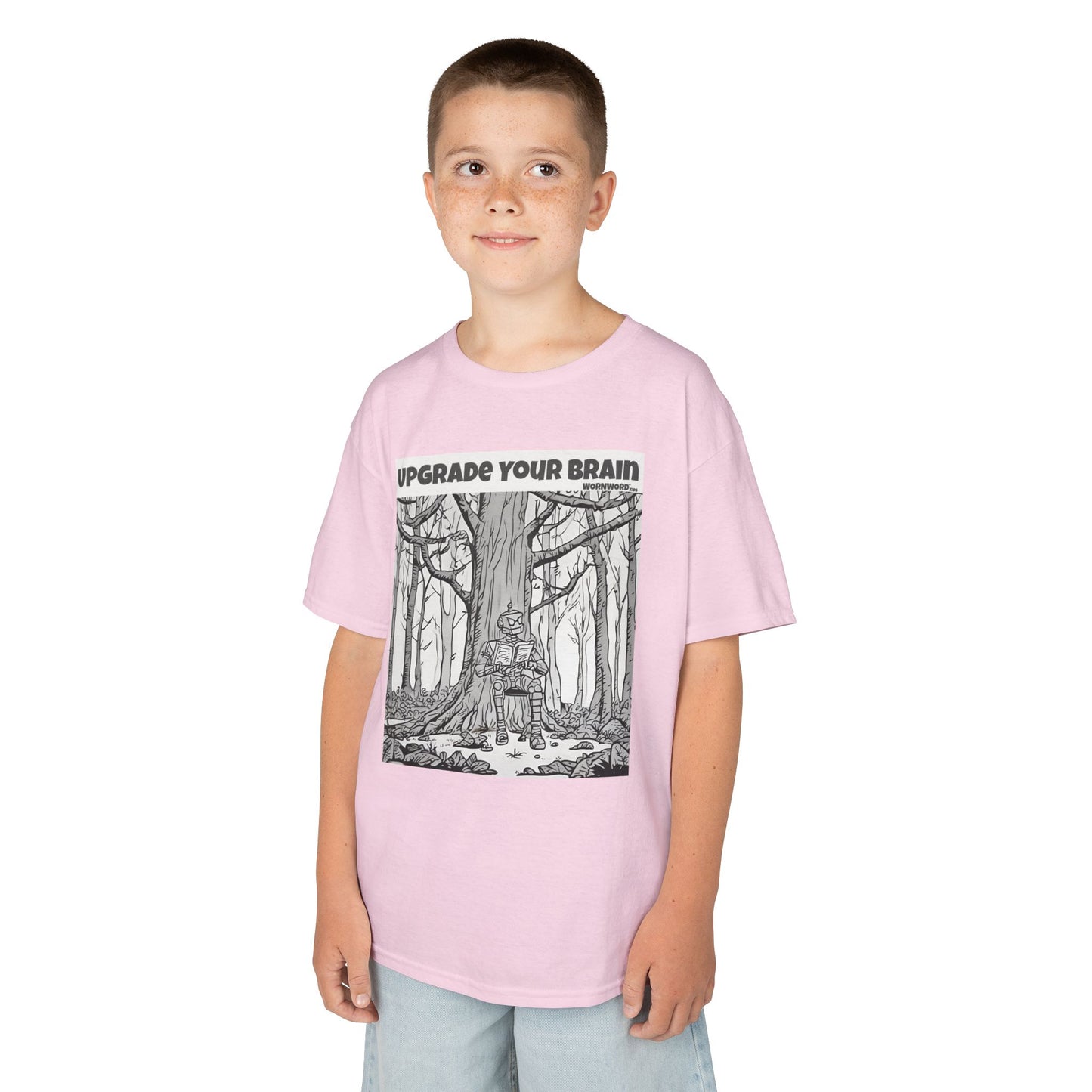WORNWORD Kids™ Youth Mid-Weight Tee - Robot "Upgrade Your Brain"