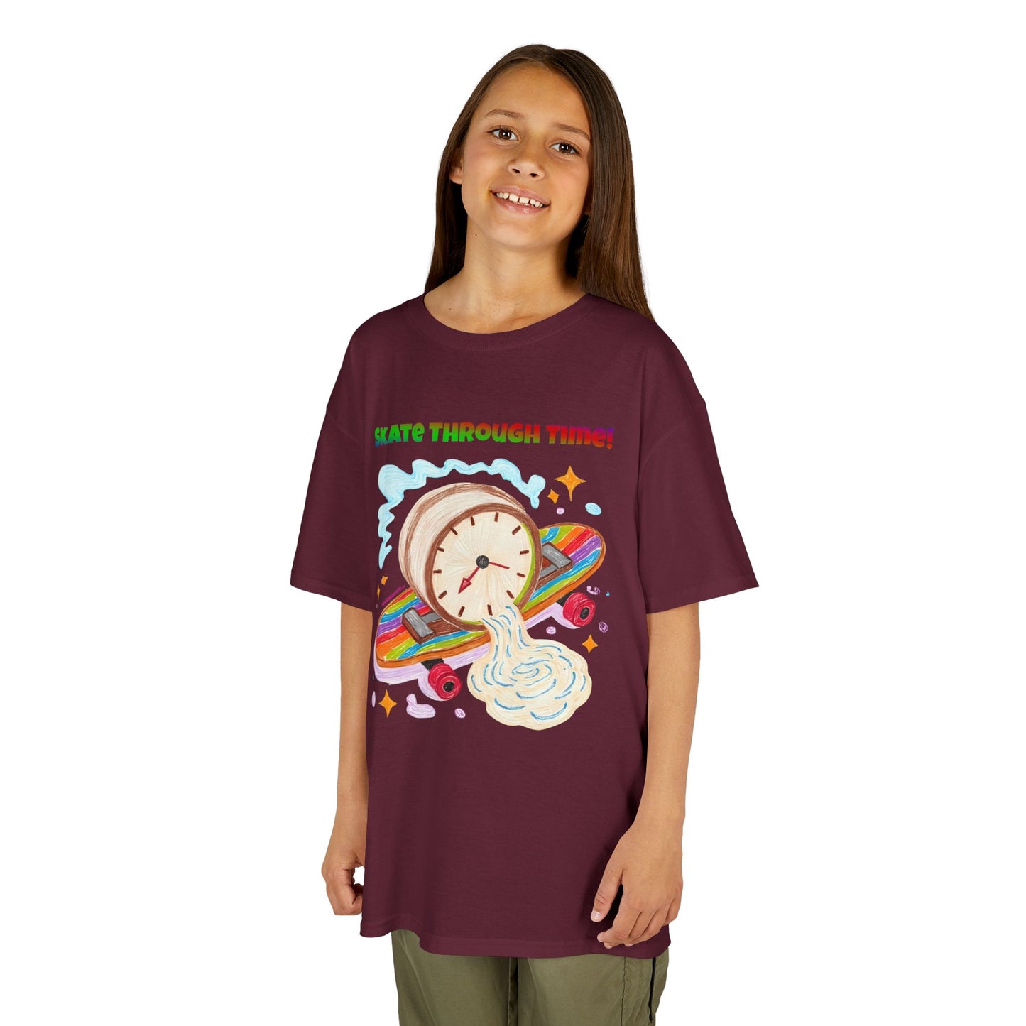 WORNWORD Kids Mid-Weight Tee - Melting Clock “Skate Through Time!”