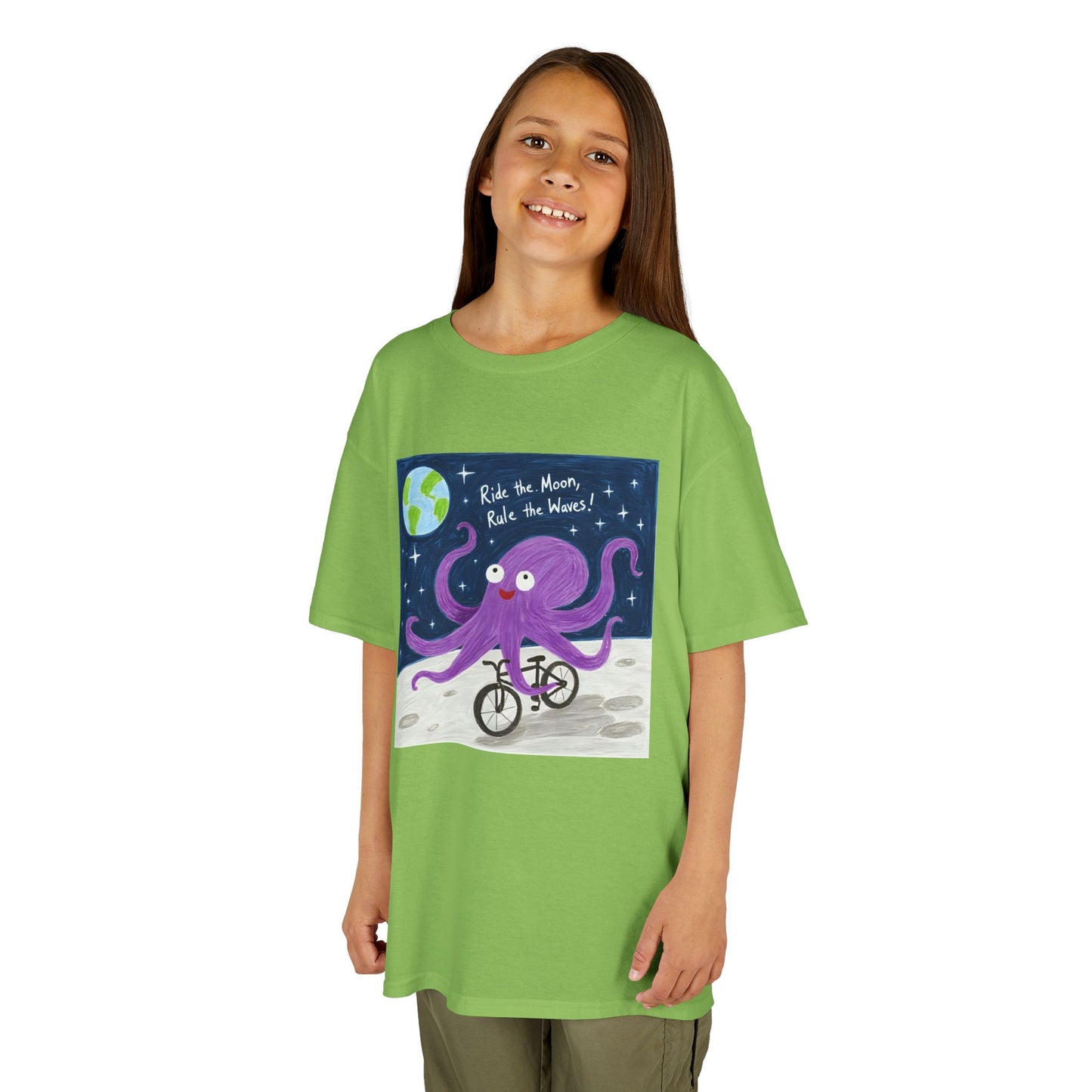 WORNWORD Kids Mid-Weight Tee - Octopus "Ride the Moon. Rule the Waves!"